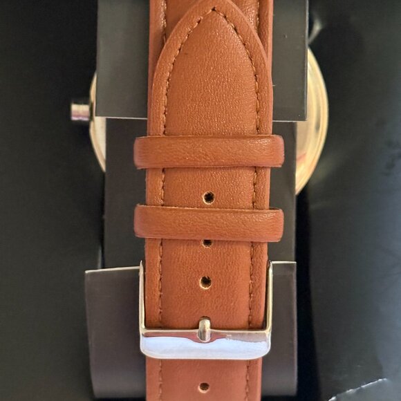 Van Heusen Men's Chrono Watch - Navy / Silver With Brown Band - Picture 3 of 5